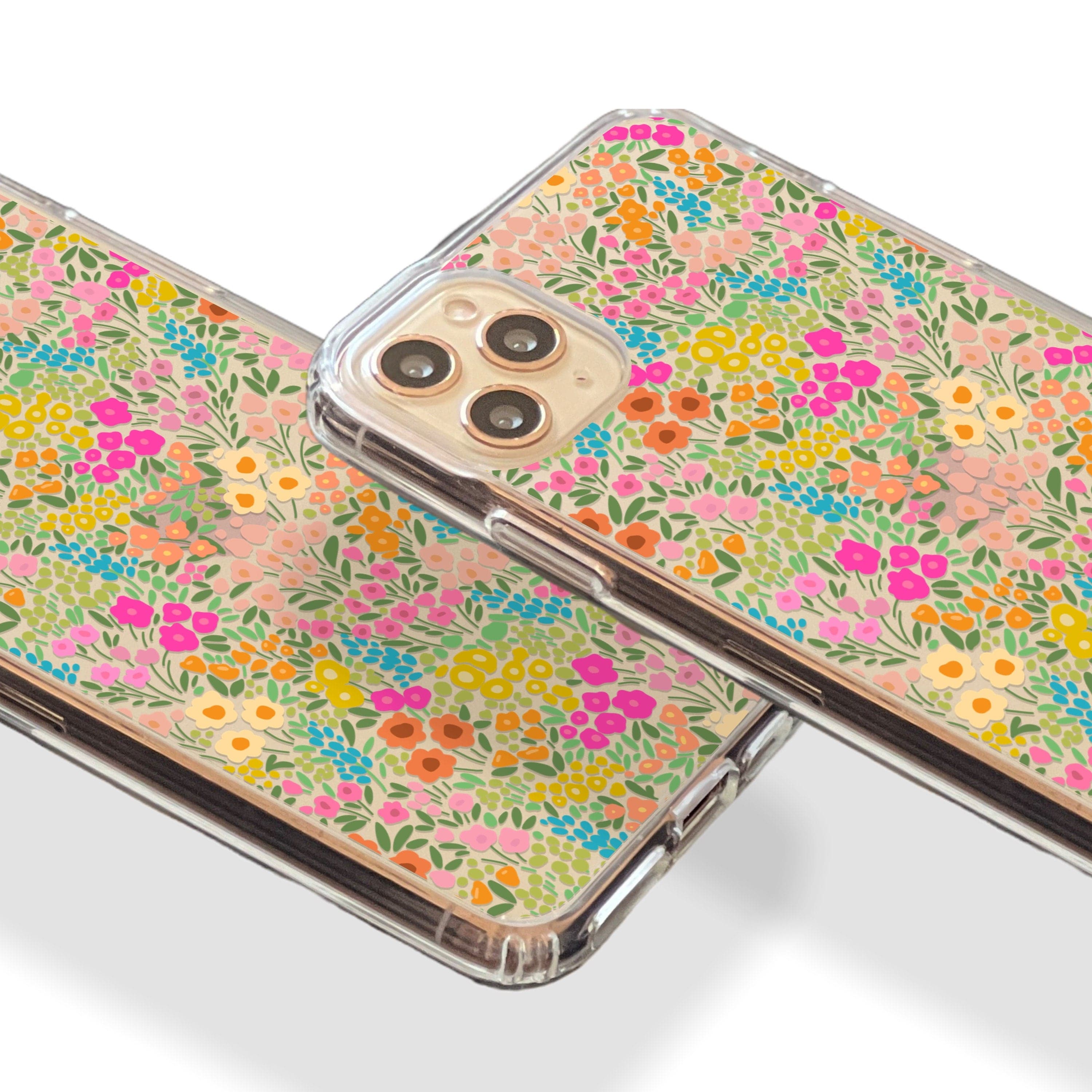 Colorful Flower Doodles Clear Phone Case