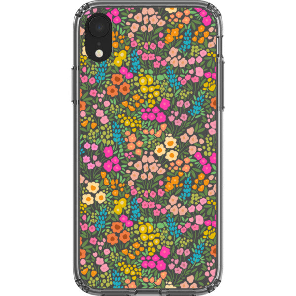 Colorful Flower Doodles Clear Phone Case