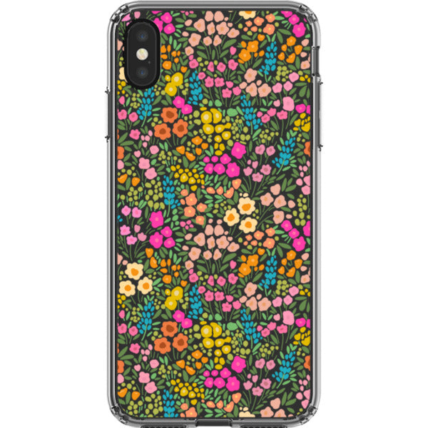 Colorful Flower Doodles Clear Phone Case