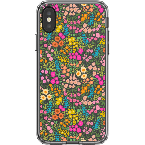 Colorful Flower Doodles Clear Phone Case