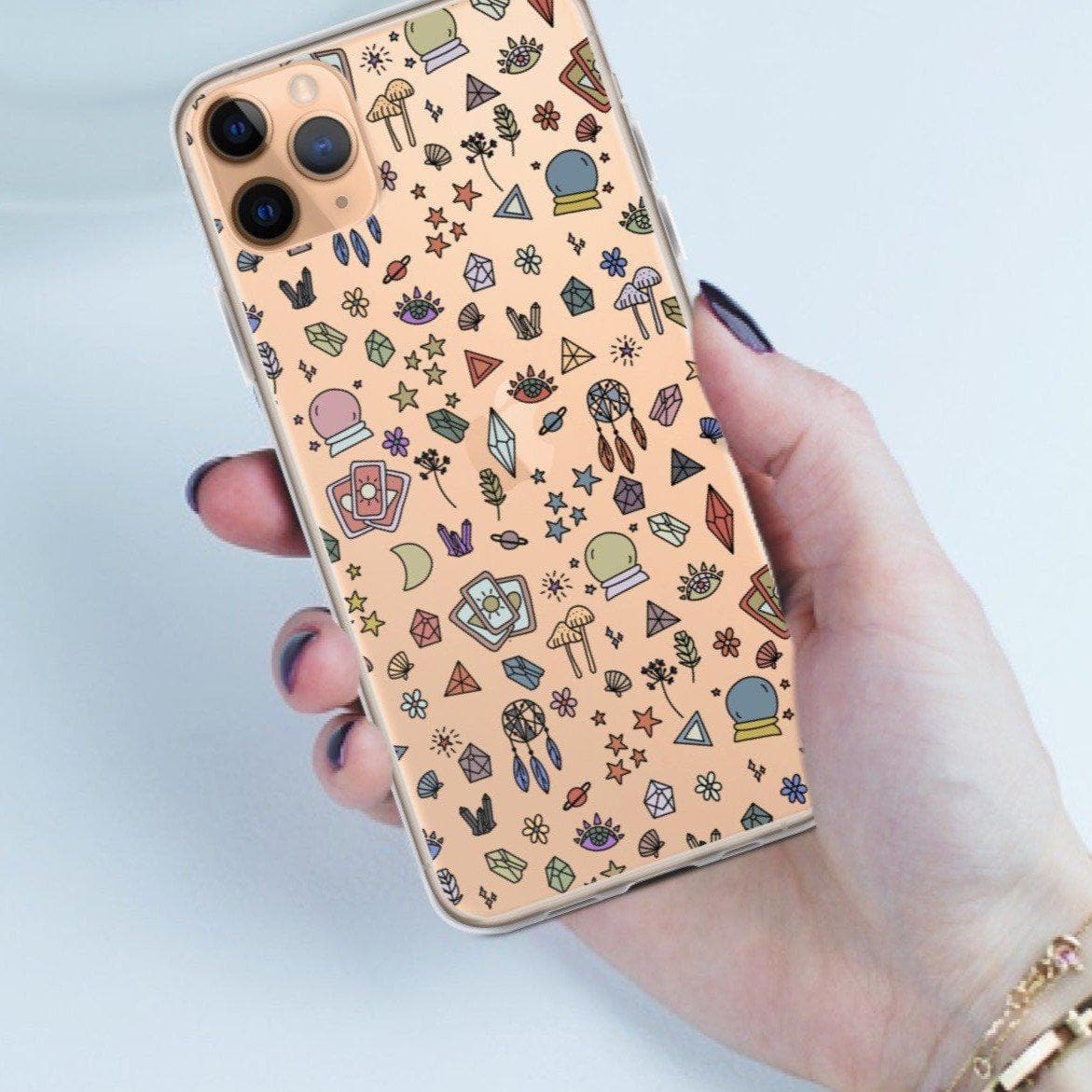 Colorful Mystic Doodles Clear Phone Case