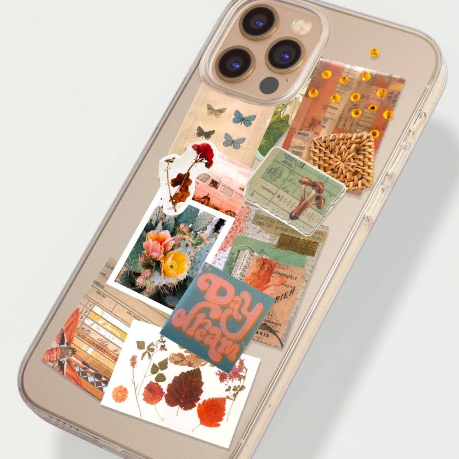 Day Dream Scraps Collage Clear Phone Case