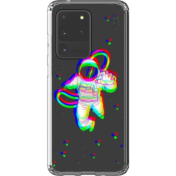 Glitch Floating Astronaut Clear Phone Case