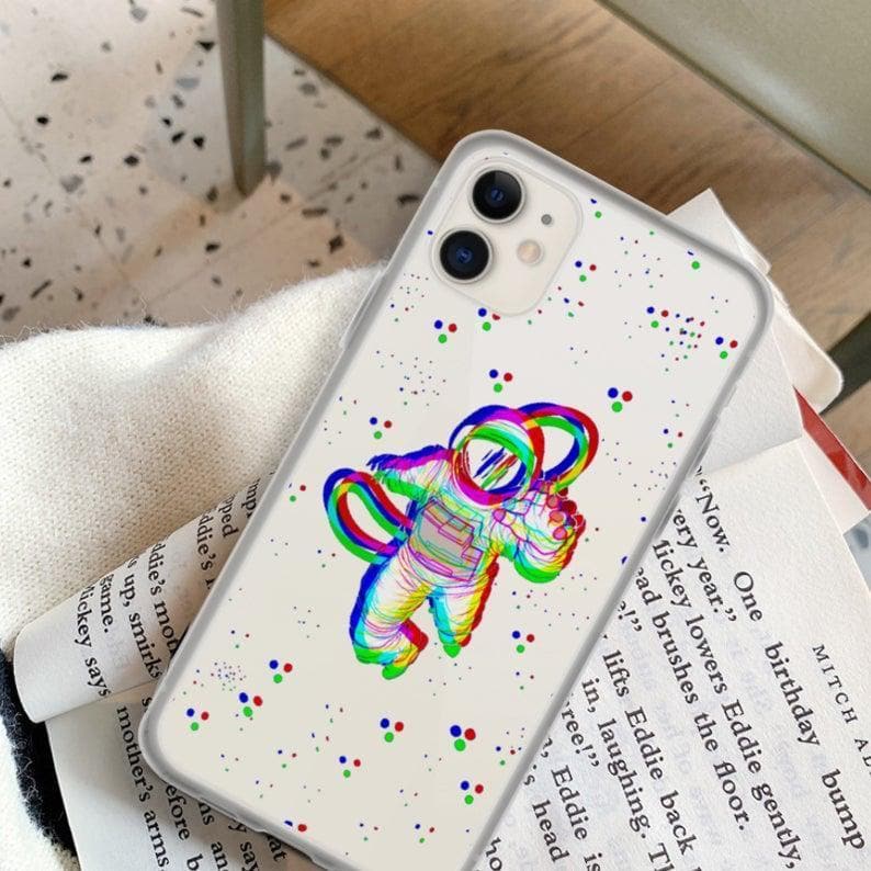 Glitch Floating Astronaut Clear Phone Case