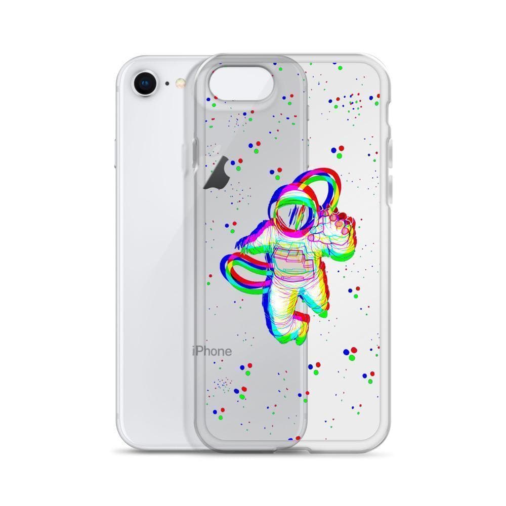 Glitch Floating Astronaut Clear Phone Case