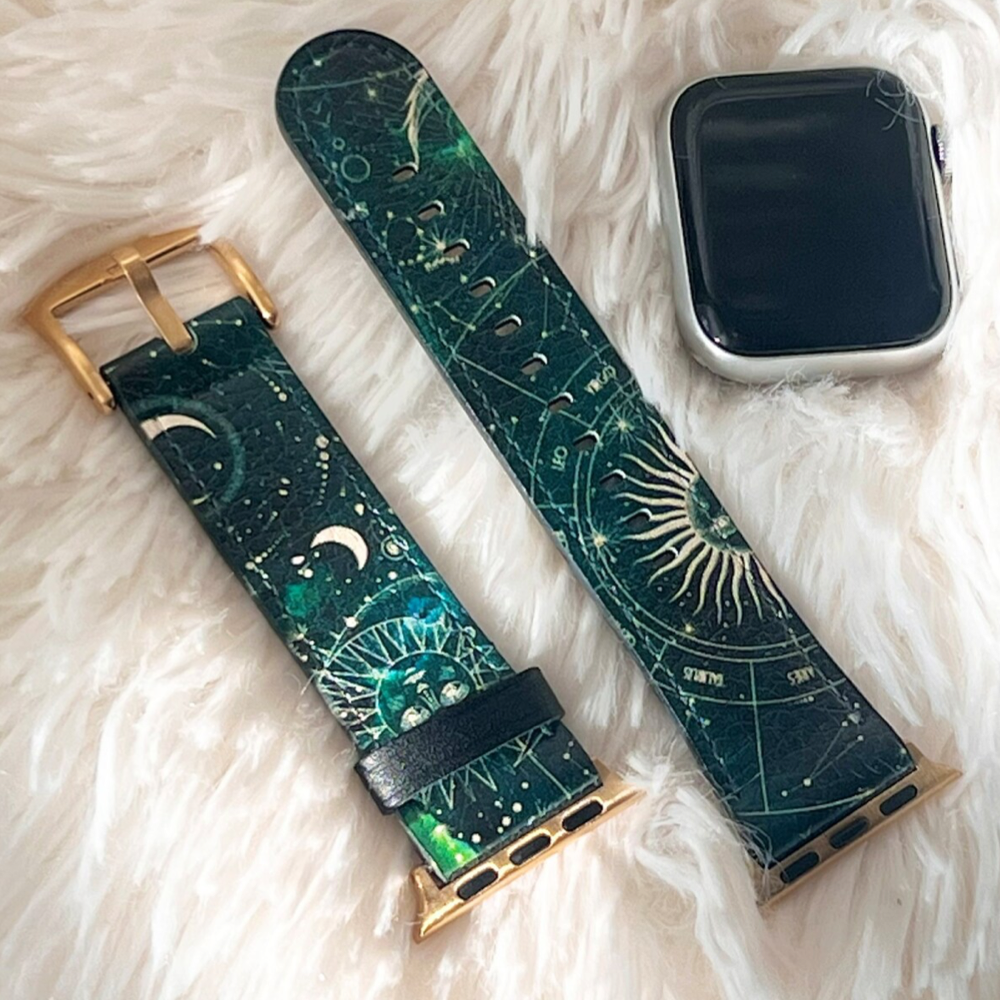 Green Zodiac Abalone Shell Print Apple Watch Band