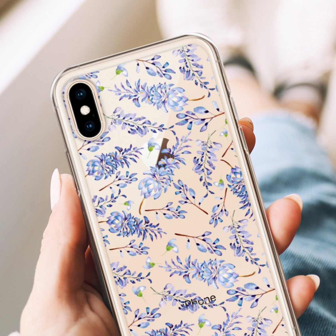 Watercolor Lavender Clear Phone Case