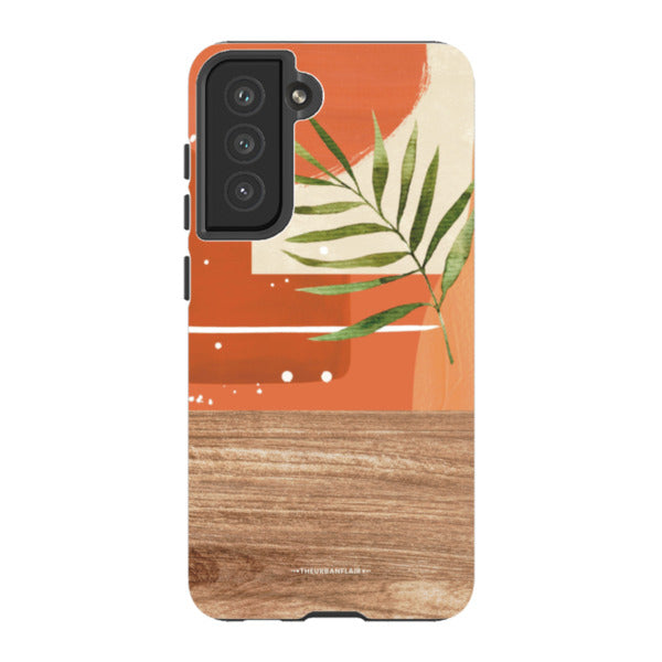 Burnt Boho Abstract Wood Print Tough Phone Case