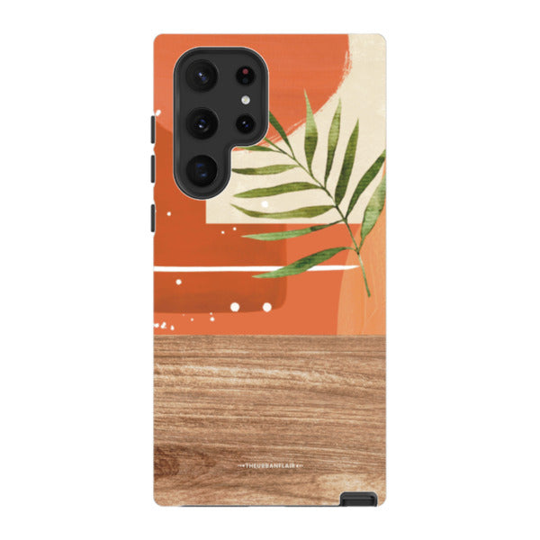 Burnt Boho Abstract Wood Print Tough Phone Case