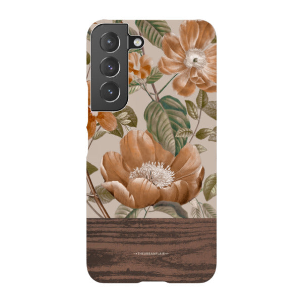 Retro Flowers Split Wood Print Tough Phone Case