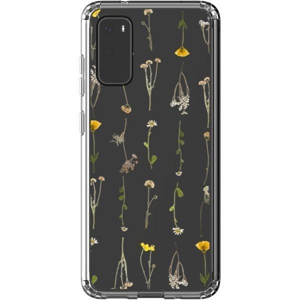 Minimal Wild Flower Print Clear Phone Case