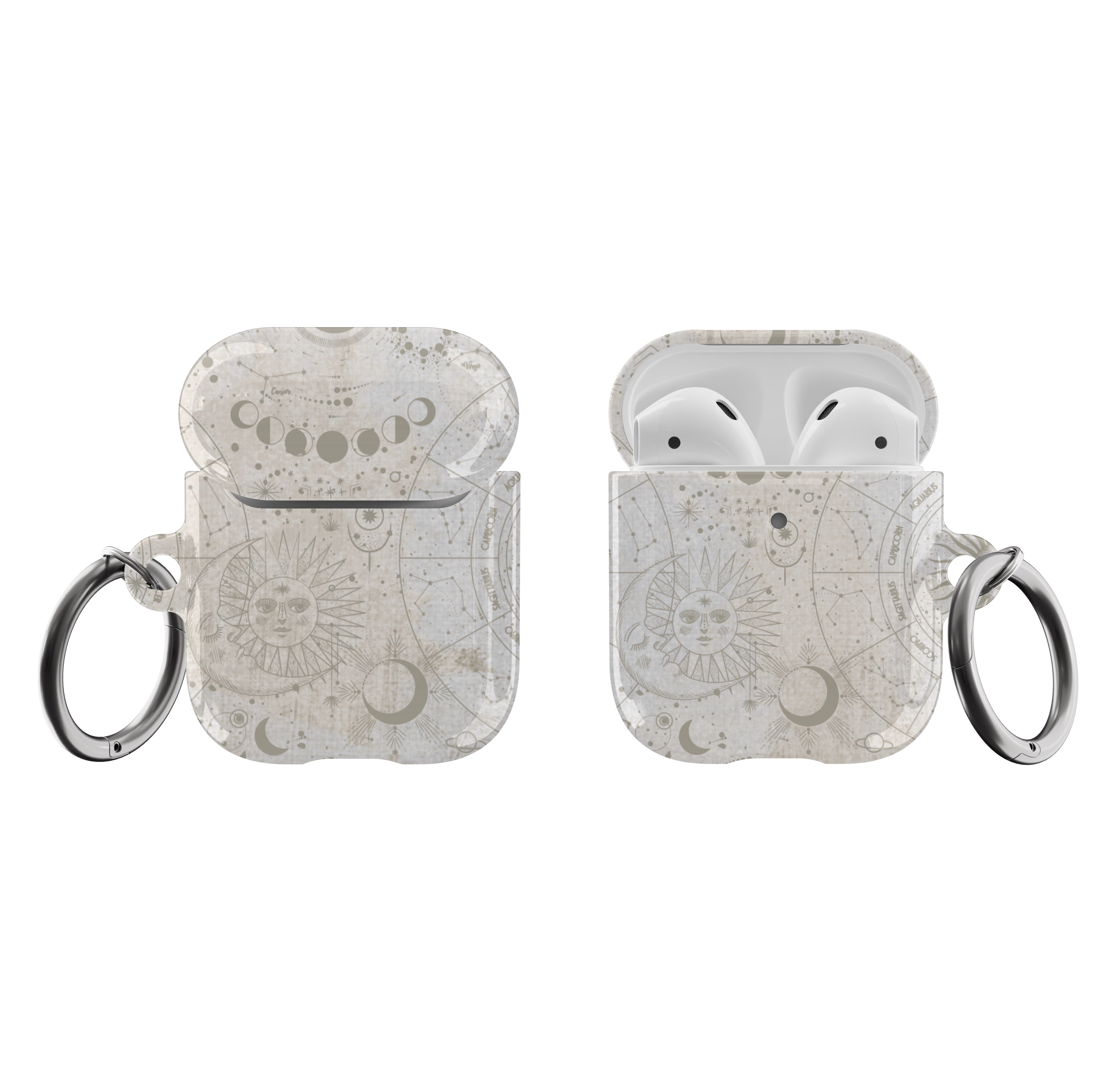 Pale Off White Mystic Zodiac Print AirPods Case