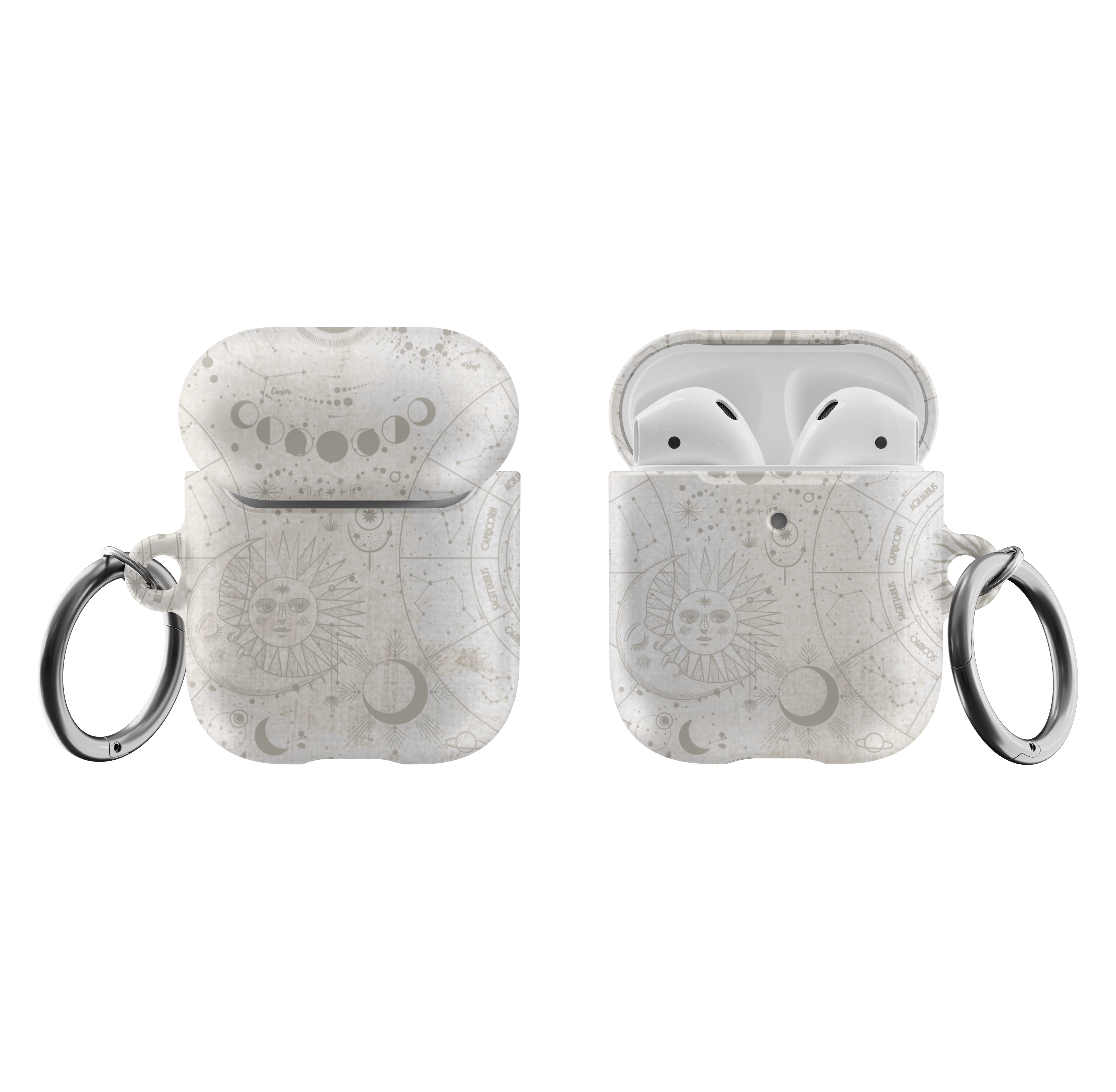 Pale Off White Mystic Zodiac Print AirPods Case