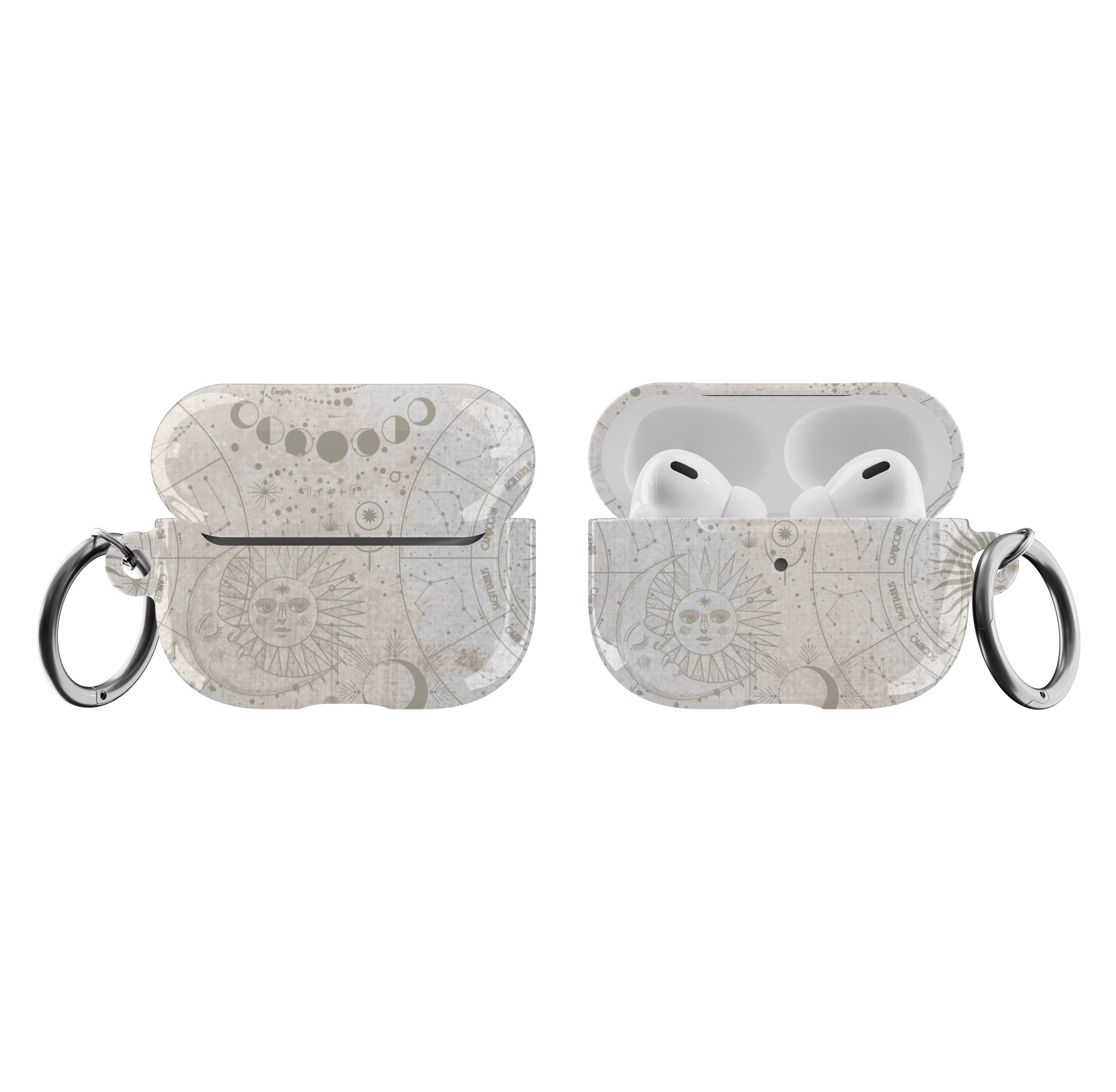 Pale Off White Mystic Zodiac Print AirPods Case