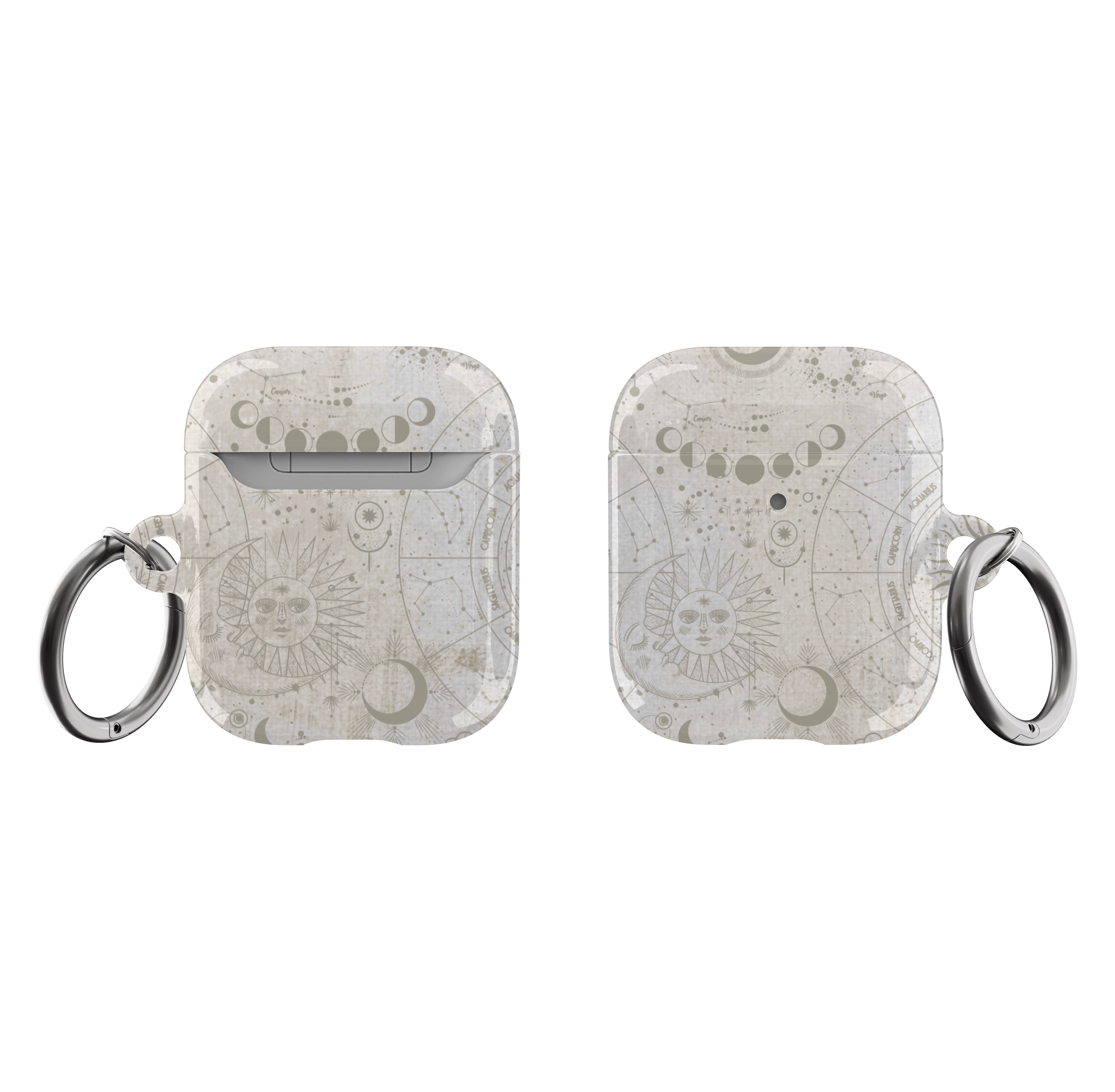 Pale Off White Mystic Zodiac Print AirPods Case