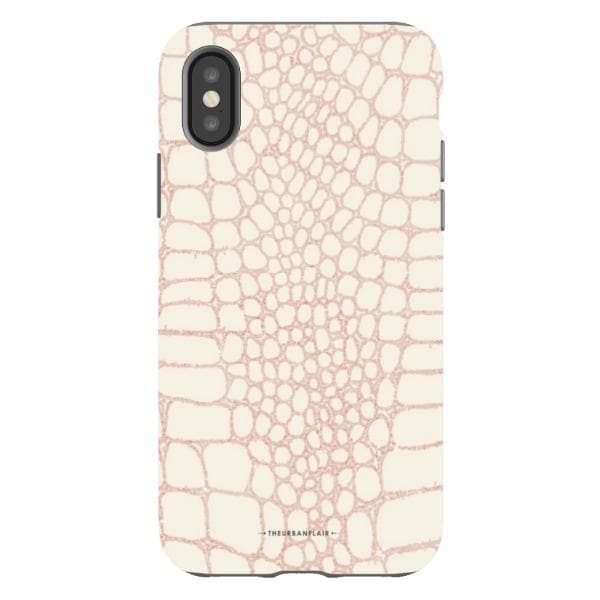 Pale Pink Snakeskin Print Tough Phone Case