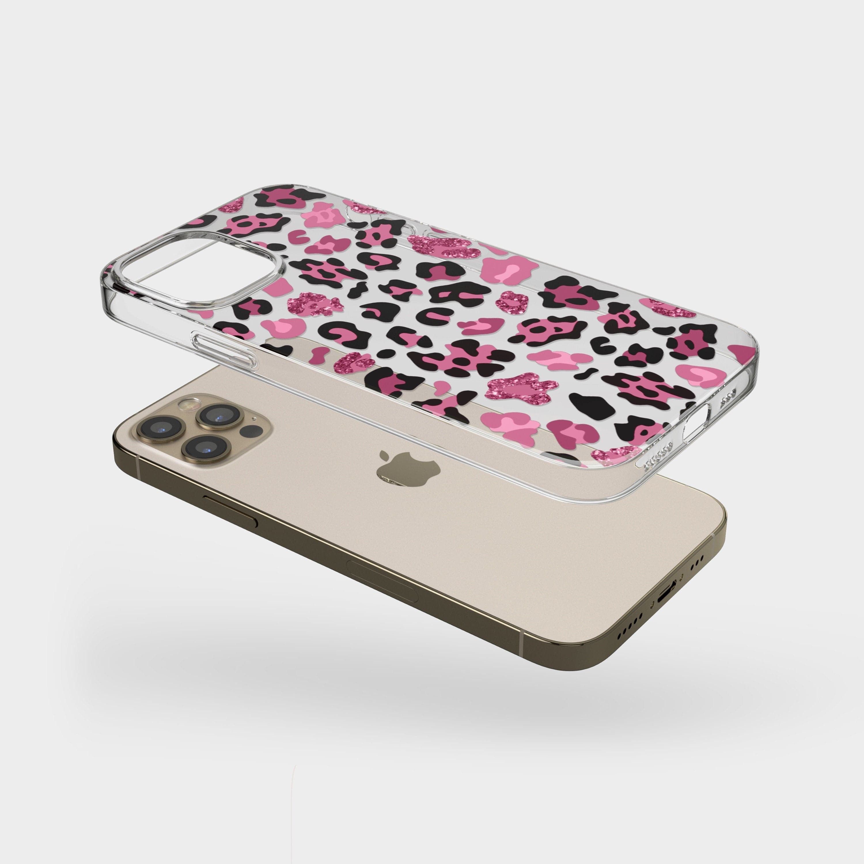 Pink Animal Print Clear Phone Case