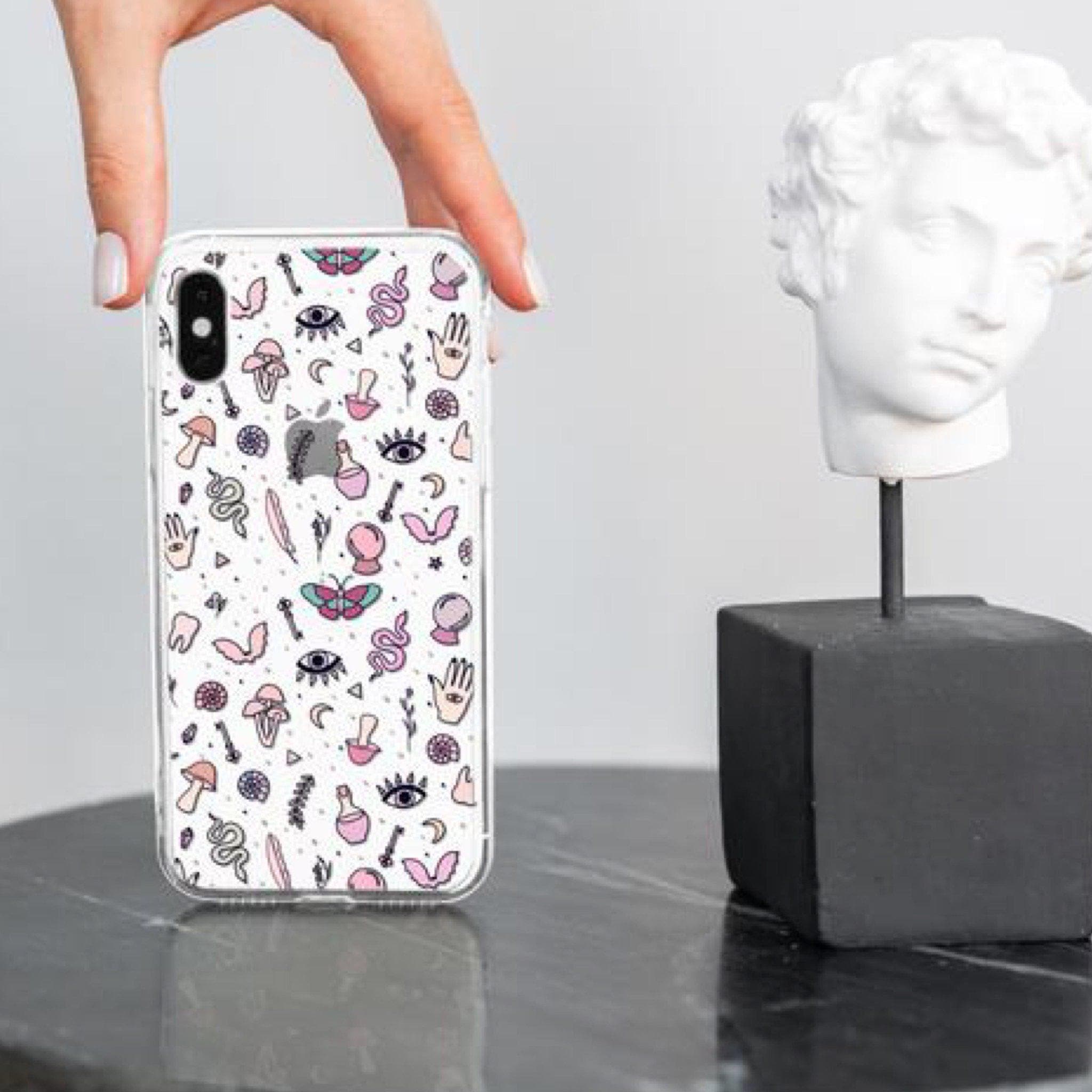 Pink Mystic Doodles Clear Phone Case