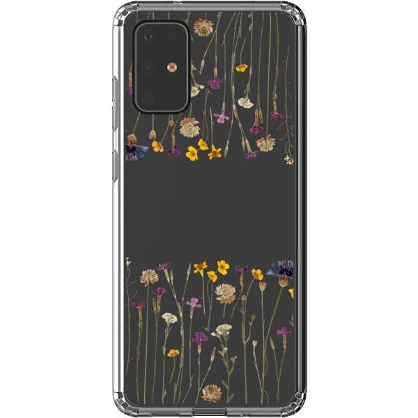 Purple Gold Pressed Wild Flower Print Clear Phone Case