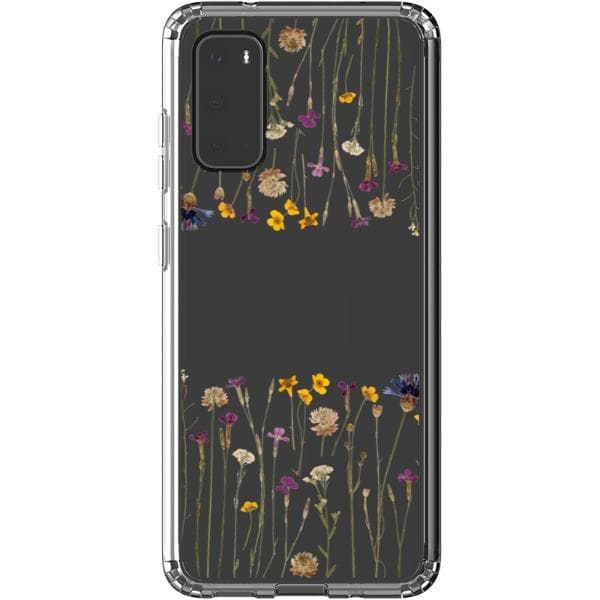 Purple Gold Pressed Wild Flower Print Clear Phone Case