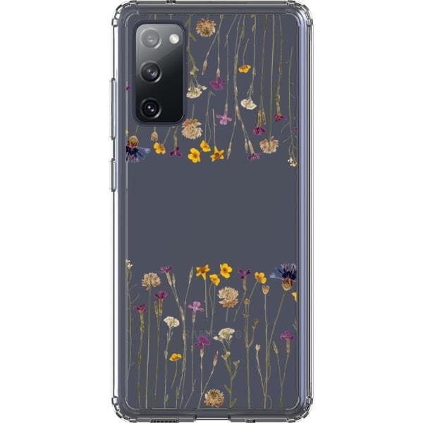 Purple Gold Pressed Wild Flower Print Clear Phone Case