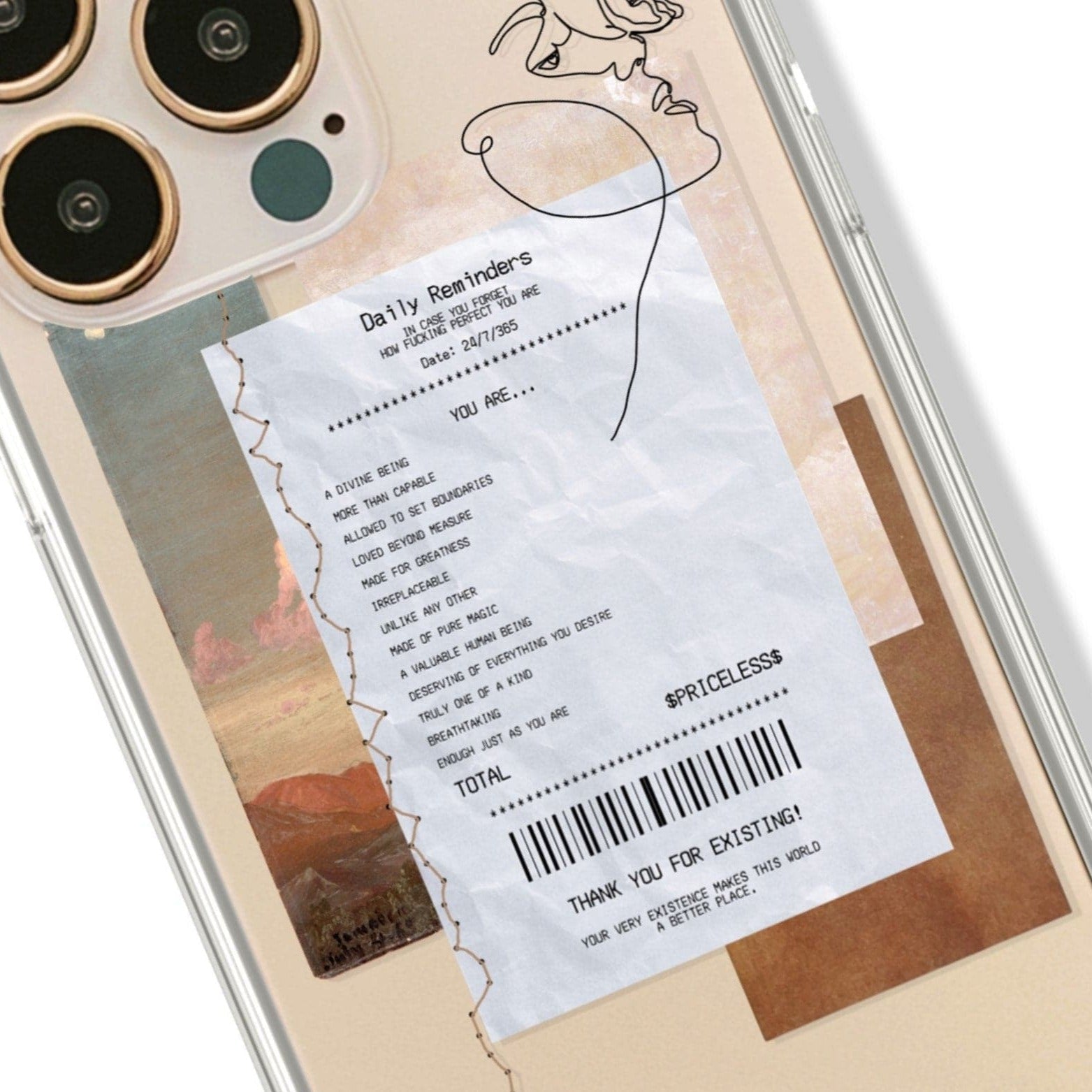 Receipt Daily Reminder Affirmations Collage Clear Phone Case