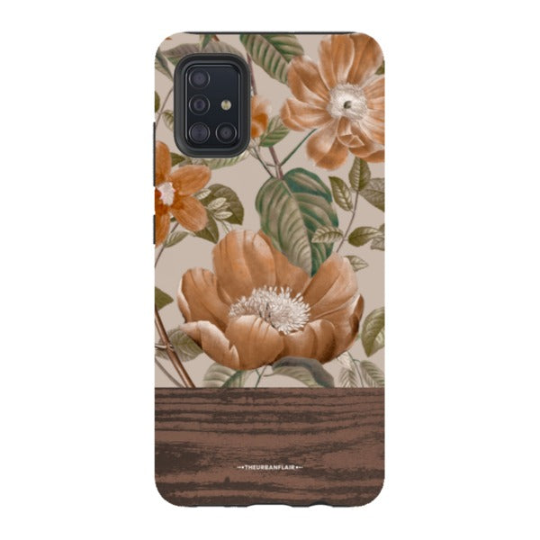 Retro Flowers Split Wood Print Tough Phone Case