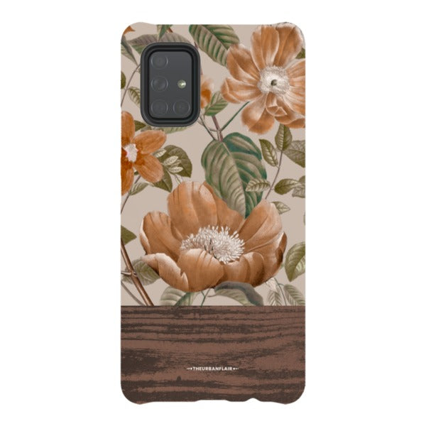 Retro Flowers Split Wood Print Tough Phone Case