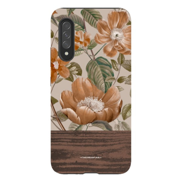 Retro Flowers Split Wood Print Tough Phone Case