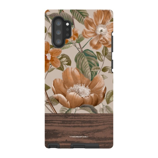 Retro Flowers Split Wood Print Tough Phone Case