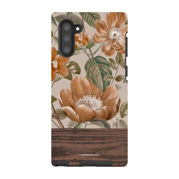 Retro Flowers Split Wood Print Tough Phone Case