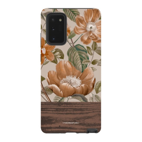 Retro Flowers Split Wood Print Tough Phone Case