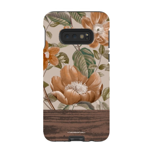 Retro Flowers Split Wood Print Tough Phone Case