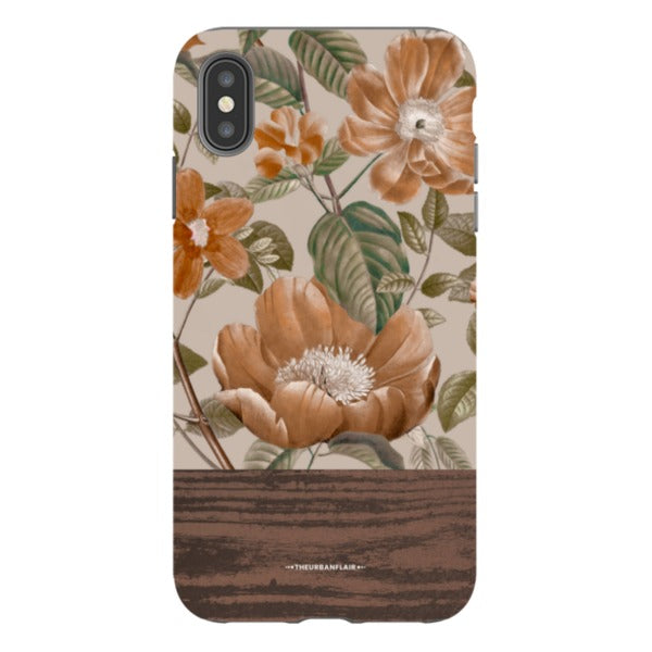 Retro Flowers Split Wood Print Tough Phone Case