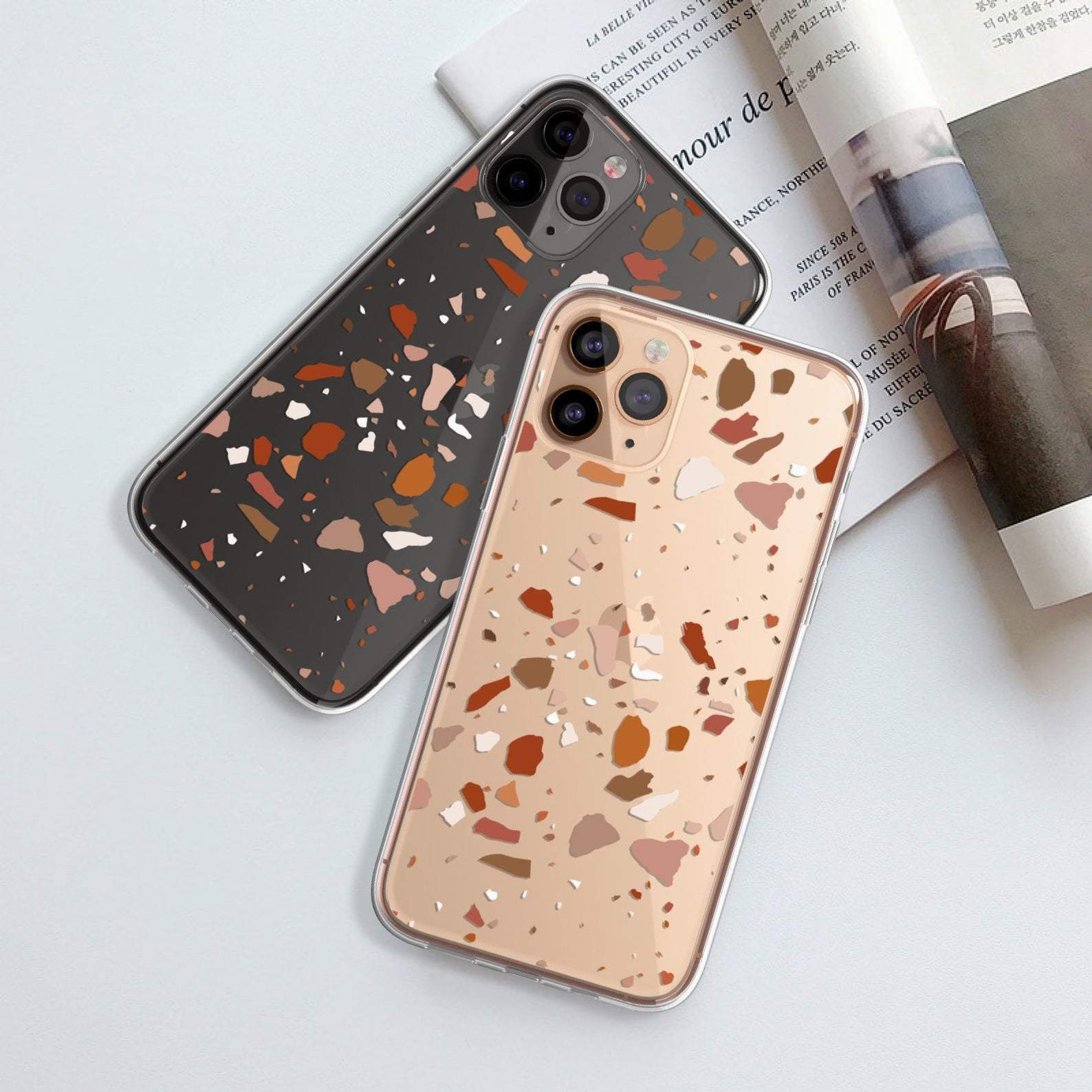 Rose Terracotta Terrazzo Clear Phone Case