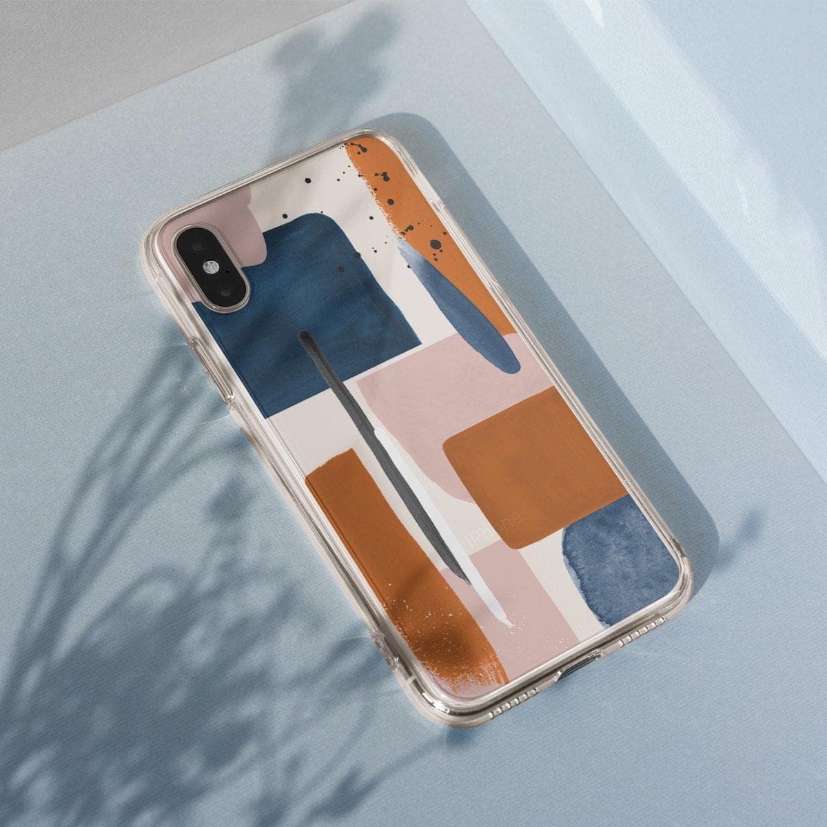 Rust Rose Navy Abstract Clear Phone Case