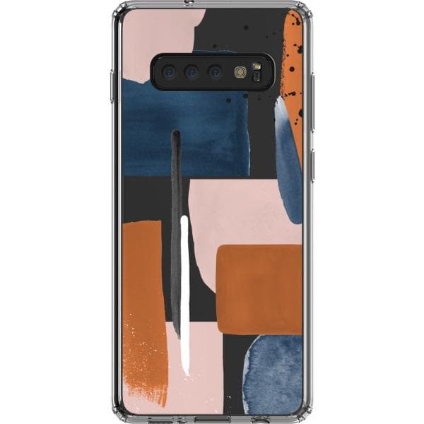 Rust Rose Navy Abstract Clear Phone Case