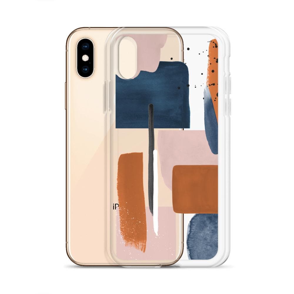 Rust Rose Navy Abstract Clear Phone Case