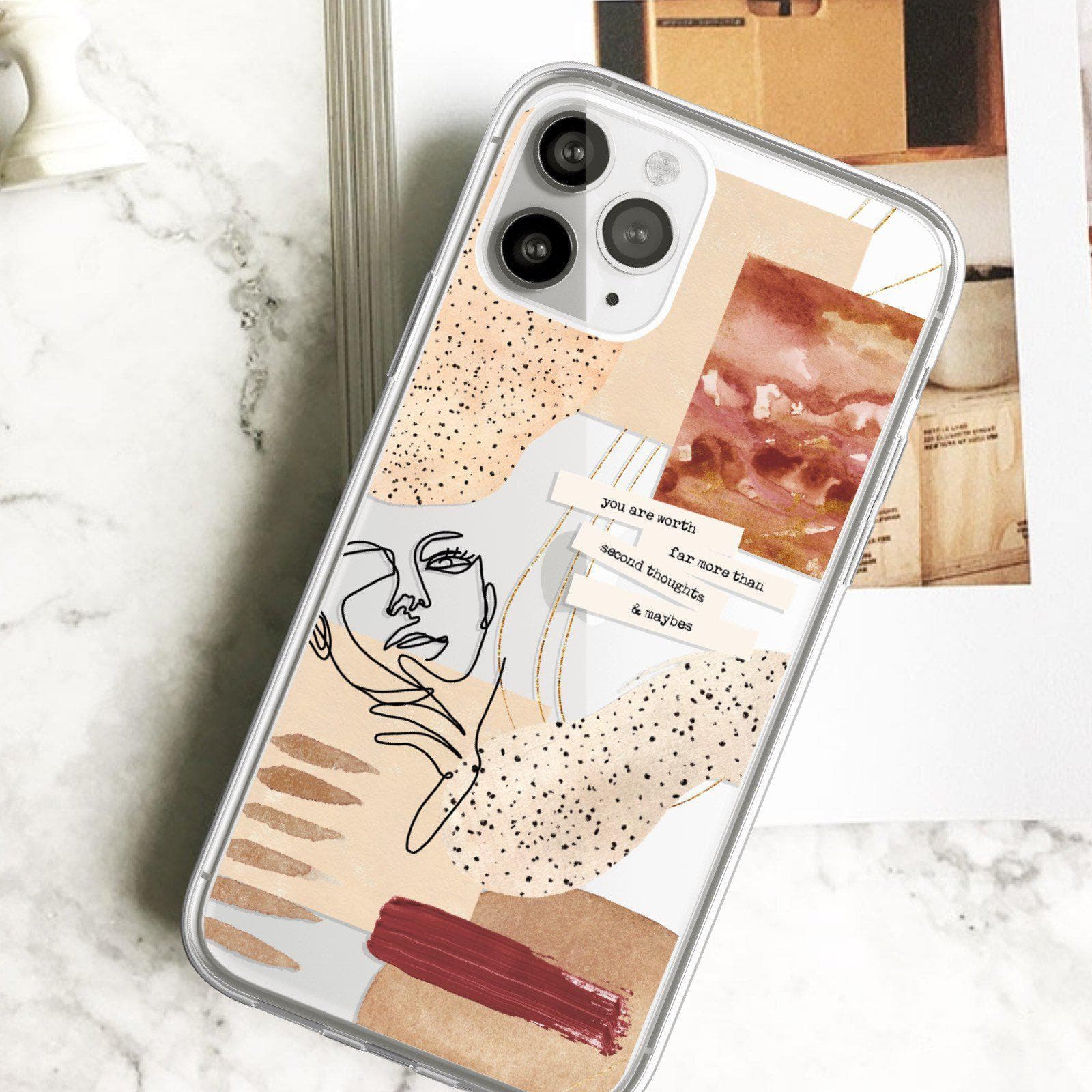 Rust Terracotta Collage Clear Phone Case