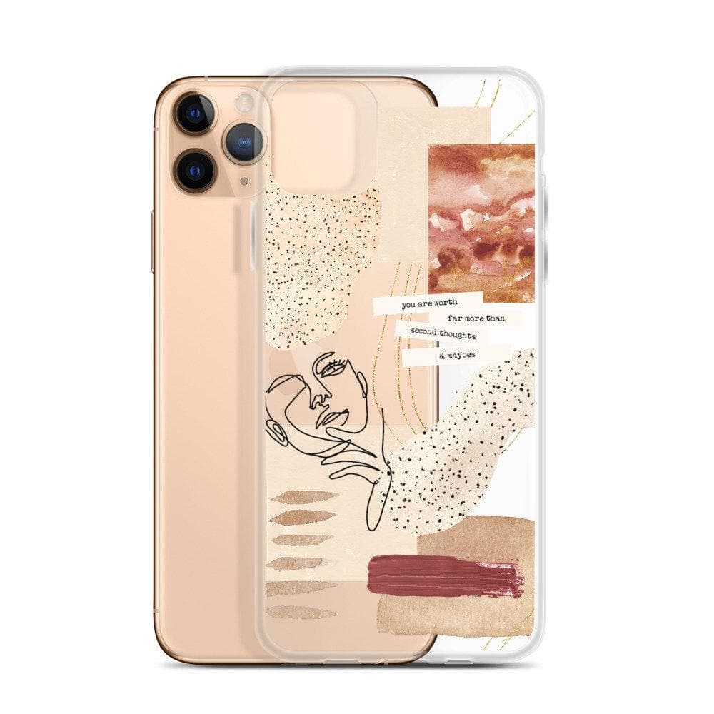 Rust Terracotta Collage Clear Phone Case