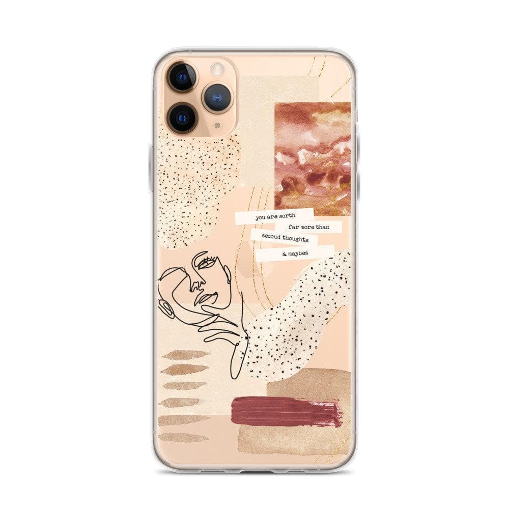 Rust Terracotta Collage Clear Phone Case