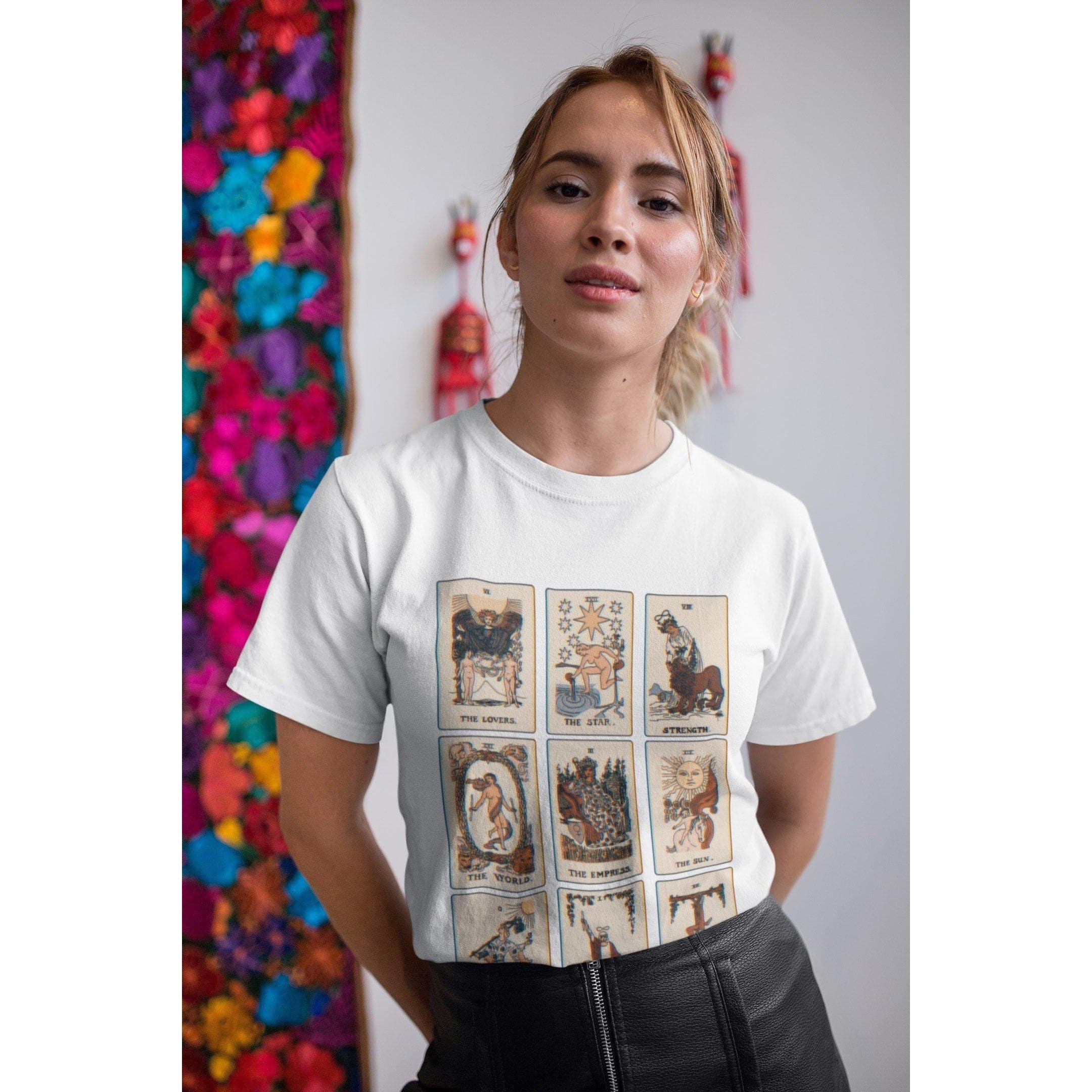 Tarot Card Tee Graphic Tshirt For Women Ladies Tee Shirt Aesthetic Witchy T-Shirt With Tarot Cards