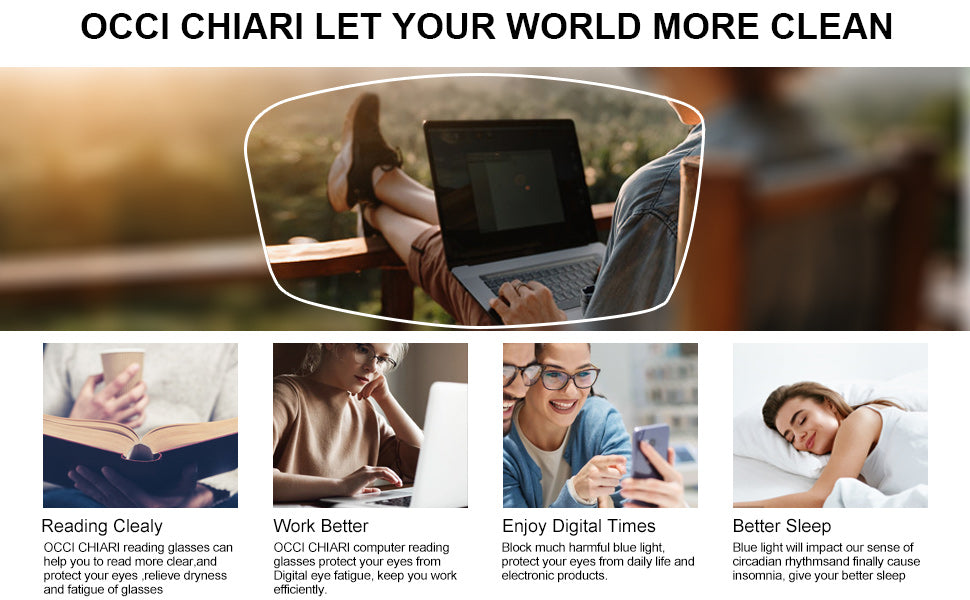 Anti Blue Light Reading Glasses Women's Reader Large Frame detail -5