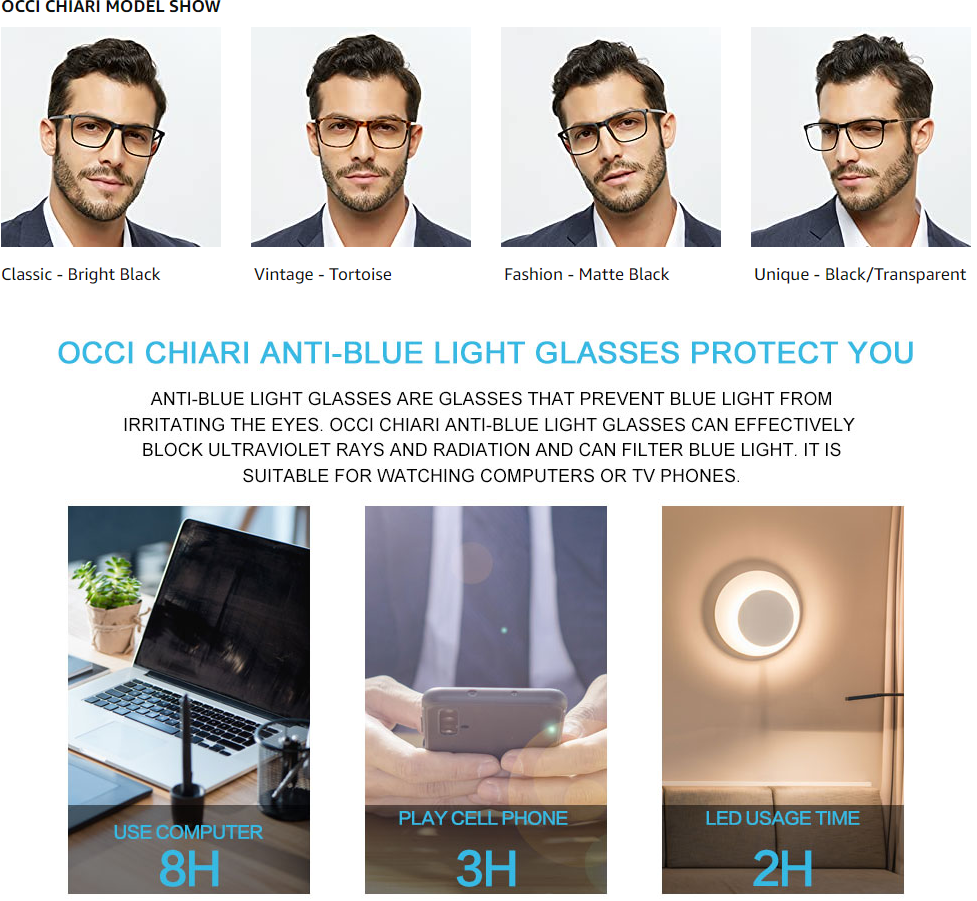 OCCI CHIARI Men’s Blue Light Blocking Reading Glasses Detail-3