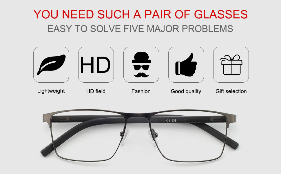 Full-Rim Metal Black Prescription Clear Optical Glasses