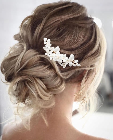 White Flower Hair Piece - Jordan