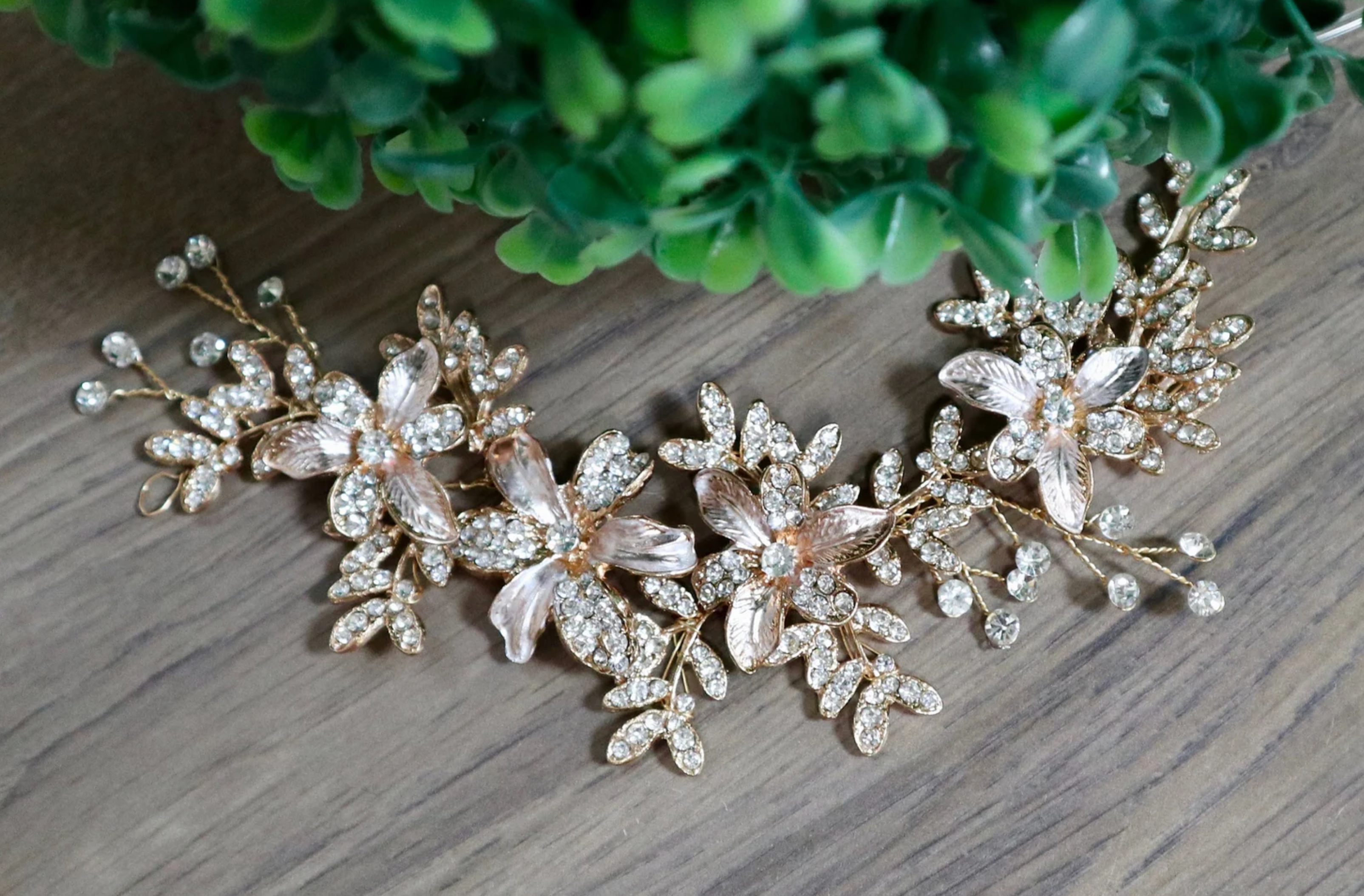 Alison - Rose Gold Bridal Hair Vine