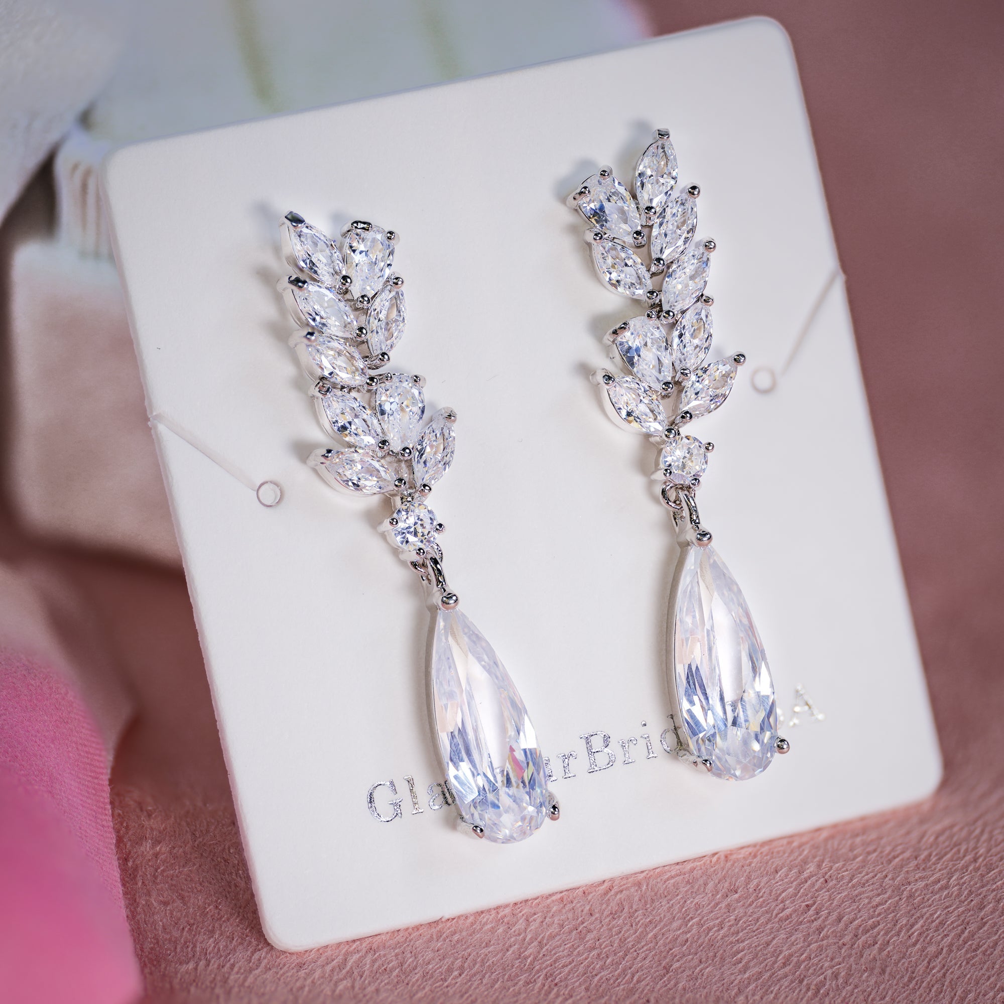 Lauren - Rose Gold Crystal Bridal Earrings