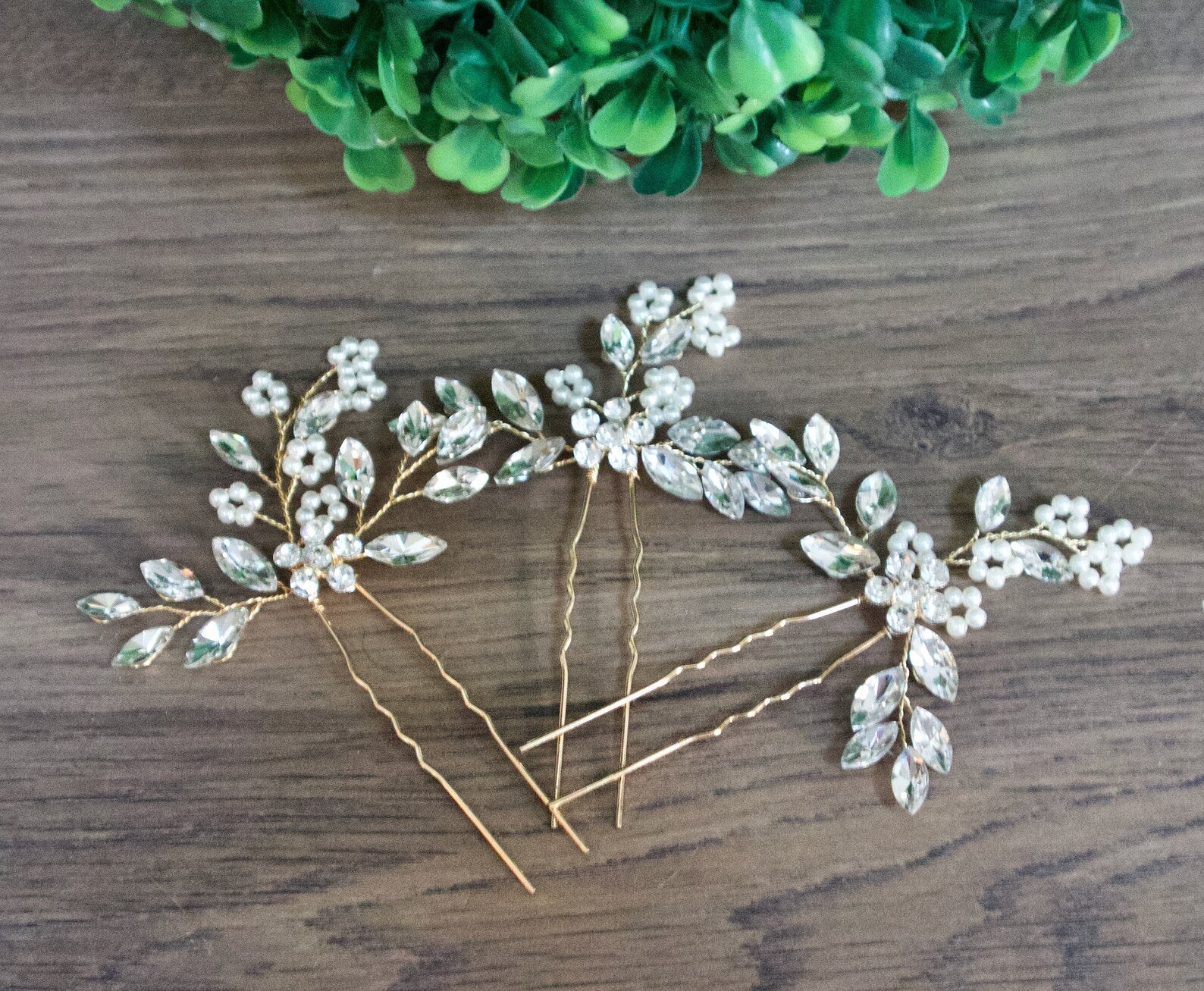 Floral Crystal hair pins - Katherine