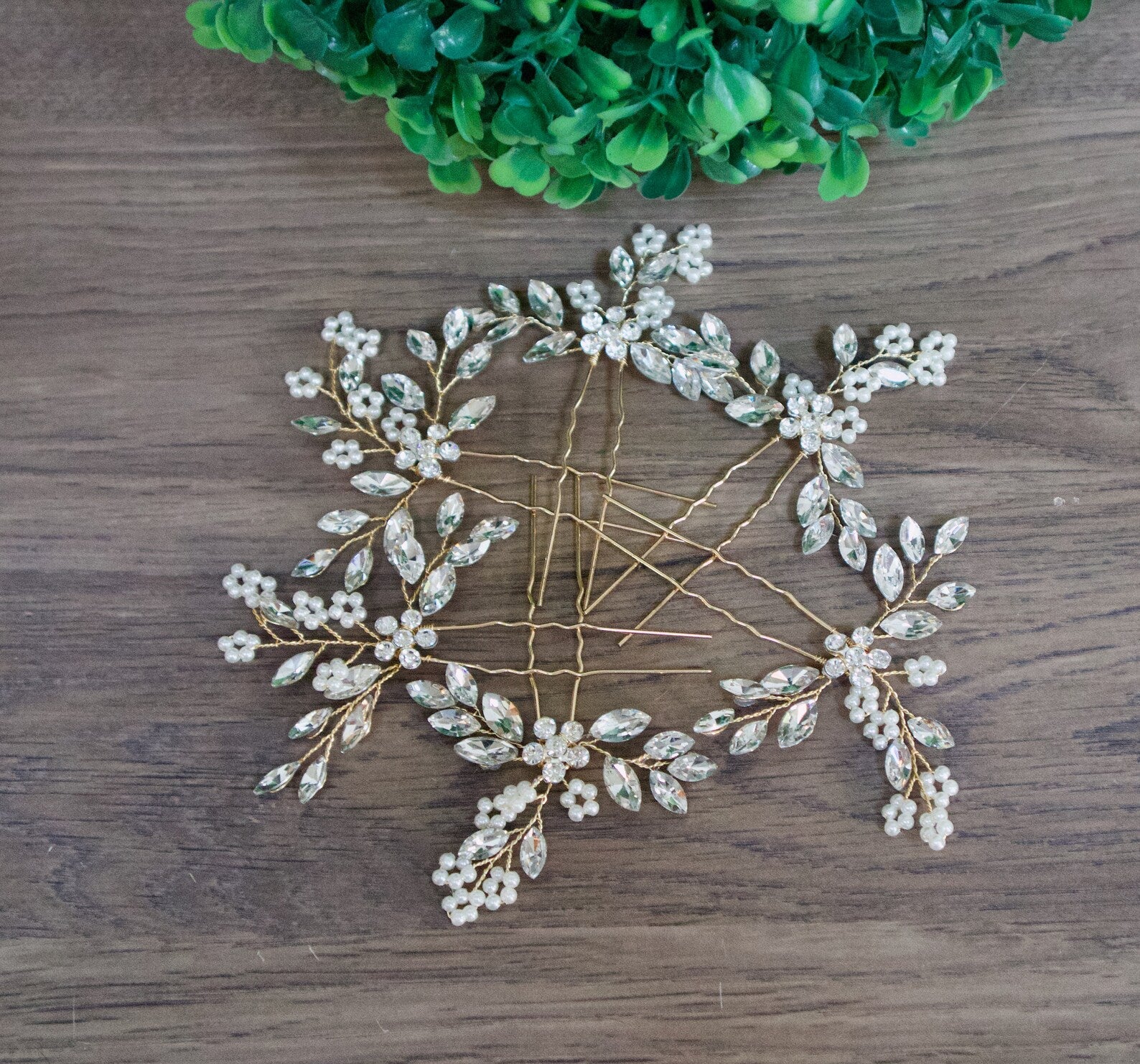 Floral Crystal hair pins - Katherine